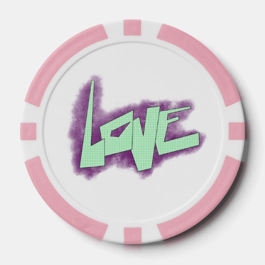 Liebe Graffiti lila grüne Minze Typografie Punkte Pokerchips (Vorderseite)