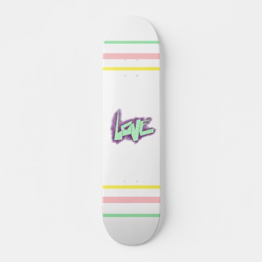 Liebe Graffiti lila grüne Minze Typografie Punkte Skateboard (Vorne)