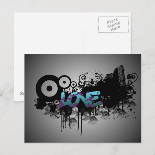Liebe Graffiti Postkarte (Vorne/Hinten)