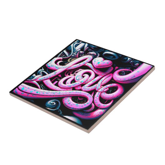 Liebe Graffiti Rosa und Schwarz Fliese (Seite)