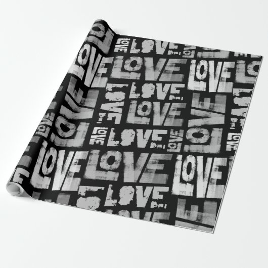 Liebe Graffiti Wrapping Paper - Schwarzweiß Geschenkpapier (Ungerollt)