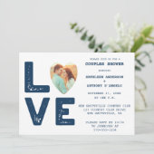 LIEBE Grafik Minimalistisches Foto Paare Dusche Einladung (Stehend Vorderseite)