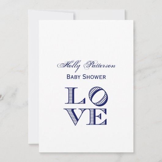 LIEBE Grafischer Text - Blau Einladung (Vorderseite)