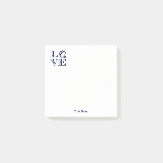 LIEBE Grafischer Text - Blau Post-it Klebezettel (Vorderseite)