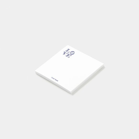 LIEBE Grafischer Text - Blau Post-it Klebezettel (angewinkelt)