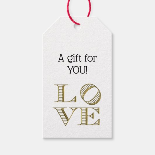 LIEBE Grafischer Text - Imitate Gold Geschenkanhänger (Vorderseite)