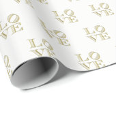 LIEBE Grafischer Text - Imitate Gold Geschenkpapier (Rolleneckpunkt)