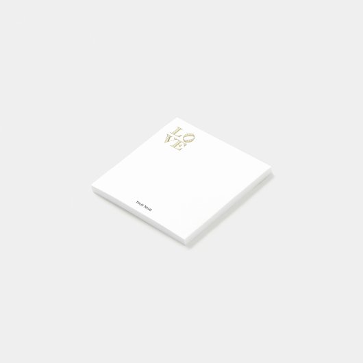 LIEBE Grafischer Text - Imitate Gold Post-it Klebezettel (angewinkelt)