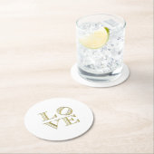 LIEBE Grafischer Text - Imitate Gold Runder Pappuntersetzer (Vor Ort)