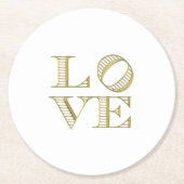 LIEBE Grafischer Text - Imitate Gold Runder Pappuntersetzer (Vorderseite)