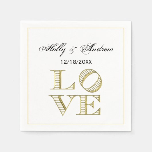 LIEBE Grafischer Text - Imitate Gold Serviette (Vorderseite)