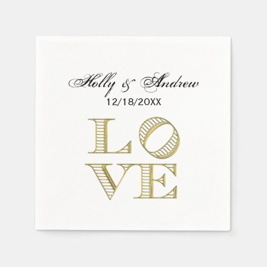 LIEBE Grafischer Text - Imitate Gold Serviette (Vorderseite)