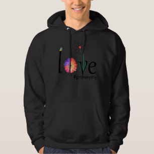 Liebe Grammylife Wasserfarbe Blume Bird Oma Mot Hoodie