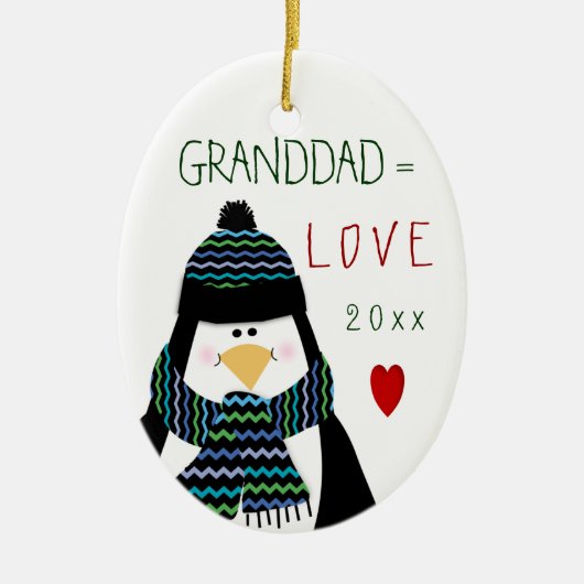Liebe GRANDDAD Penguin-Weihnachtsgeschenk Keramikornament (Vorne)
