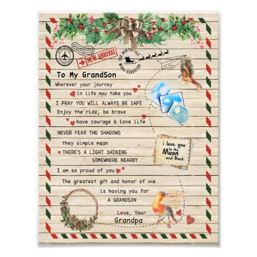 Liebe Grandson|Brief an meinen Enkel Ich bin stolz Fotodruck (Vorne)