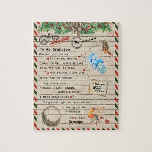 Liebe Grandson|Brief an meinen Enkel Ich bin stolz Puzzle (Vertikal)