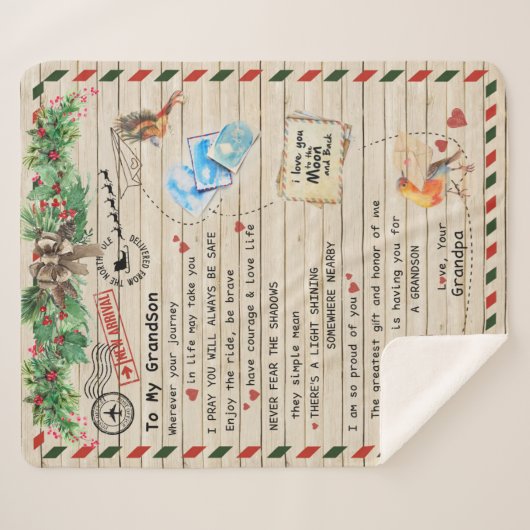 Liebe Grandson|Brief an meinen Enkel Ich bin stolz Sherpadecke (Vorderseite (Horizontal))