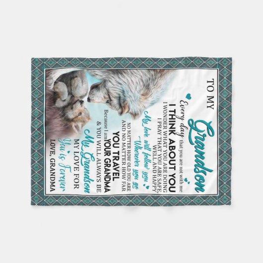 Liebe Grandson| Brief an meinen Großvater von Oma Fleecedecke (Vorderseite (Horizontal))