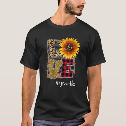 Liebe Granlife Sonnenblumen Leopard T-Shirt (Vorderseite)