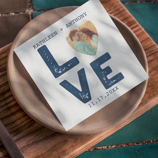 LIEBE Graphic Minimalistische Schreibmaschine Foto Serviette