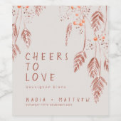 Liebe Grasbeeren Skizze Hochzeit im Herbst w Weinetikett (Einzelnes Label)