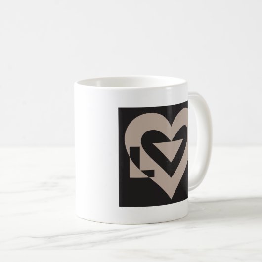 Liebe Grau auf Schwarz Kaffeetasse (VorderseiteRechts)