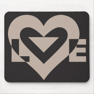 Liebe Grau auf Schwarz Mousepad