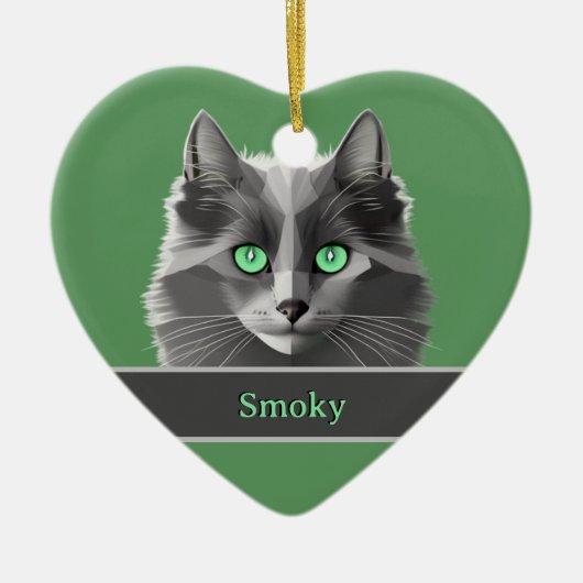 Liebe Graue Katzen - Schöne Nebelung - Ihr Text Keramik Ornament (Vorne)