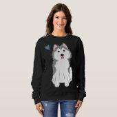Liebe Gray Pomsky Spitz Husky Sweatshirt (Vorne ganz)