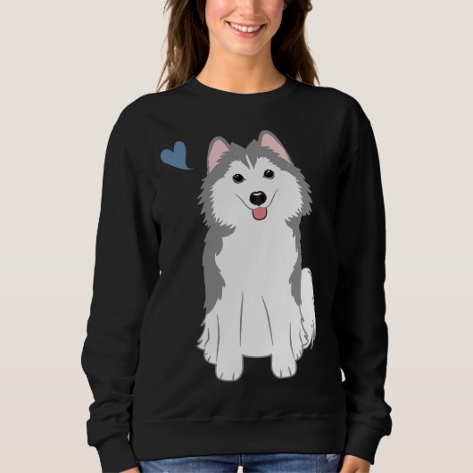 Liebe Gray Pomsky Spitz Husky Sweatshirt (Vorderseite)