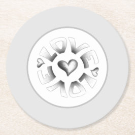 Liebe Gray Runder Pappuntersetzer