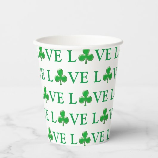 Liebe Green Clover Kleeblatt Muster modern niedlic Pappbecher (Vorderseite)
