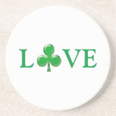Liebe Green Clover Kleeblatt St. Patrick's Day Getränkeuntersetzer (Vorne)