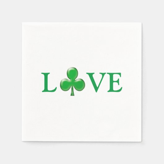 Liebe Green Clover Kleeblatt St. Patrick's Day Serviette (Vorderseite)