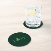 Liebe Green Clover moderner St. Patrick's Day Runder Pappuntersetzer (Vor Ort)