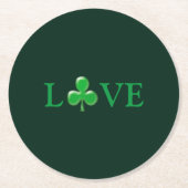 Liebe Green Clover moderner St. Patrick's Day Runder Pappuntersetzer (Vorderseite)