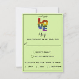 LIEBE Green Themed Blume Gleichgeschlechtliche Hoc RSVP Karte