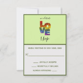 LIEBE Green Themed Same Wedding RSVP Card Karte (Vorderseite)