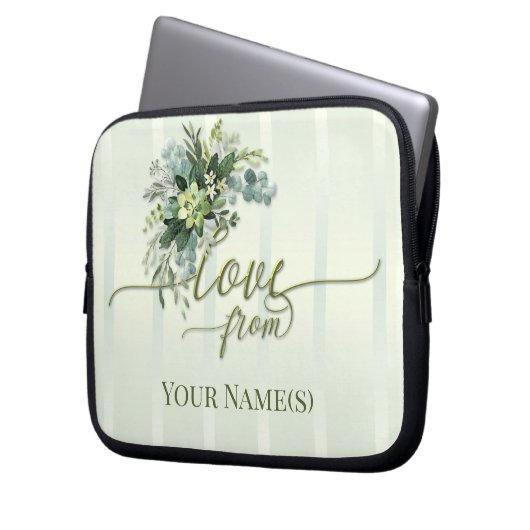 Liebe Greenery Script Laptop Sleeve (Vorderseite Links)