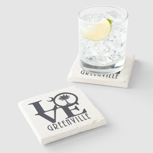 LIEBE Greenville Sc Steinuntersetzer (Seitenansicht)