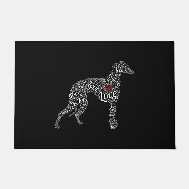 Liebe Greyhound Dog, ich Liebe Greyhounds Fußmatte (Vorderseite)