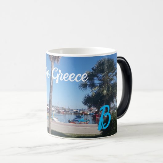 Liebe Griechenland Monogram anpassbar Verwandlungstasse (VorderseiteRechts)
