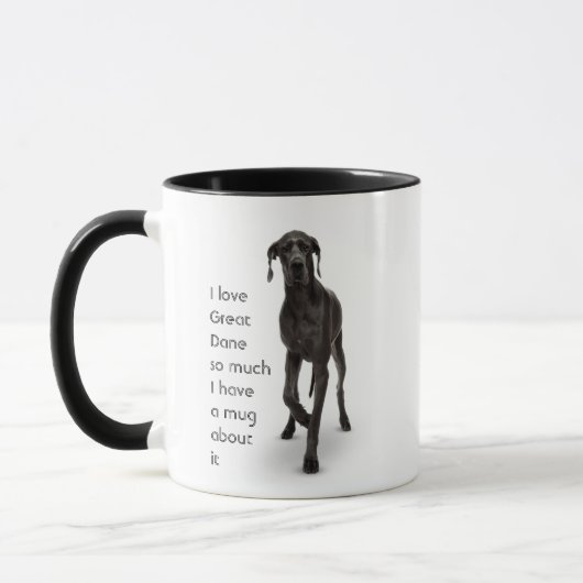 Liebe Große Dane Hunde so viel Spaß Quote Tasse (Links)