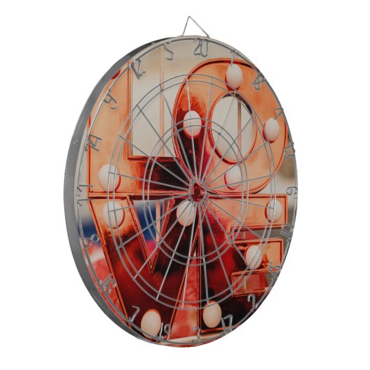 LIEBE (Große rote Schrift) Dartscheibe (Vorderseite Links)