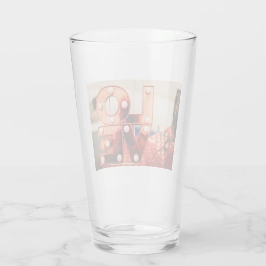 LIEBE (Große rote Schrift) Glas (Rückseite)