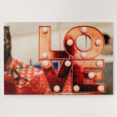 LIEBE (Große rote Schrift) Puzzle (Horizontal)