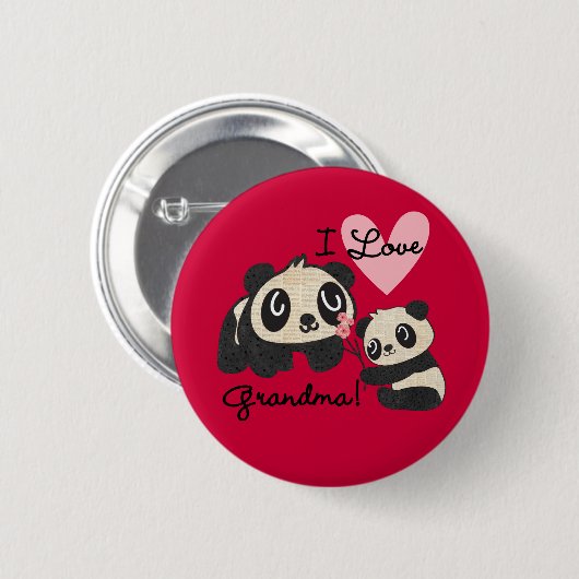 Liebe-Großmutter der Panda-Bärn-I Button (Vorne & Hinten)