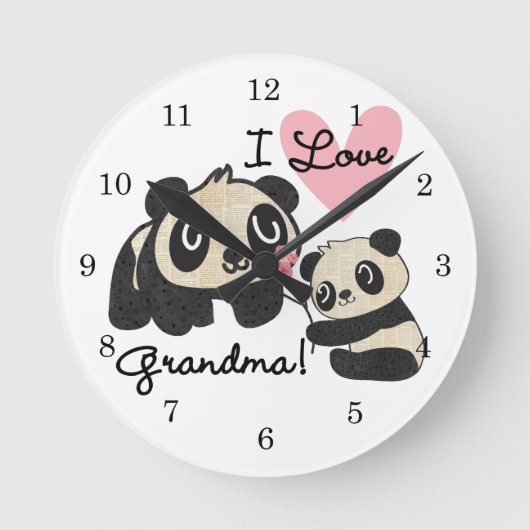 Liebe-Großmutter der Panda-Bärn-I Runde Wanduhr (Vorderseite)