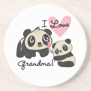 Liebe-Großmutter der Panda-Bärn-I Sandstein Untersetzer