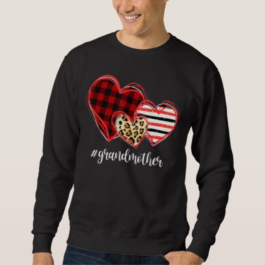 Liebe Großmutter Heart Buffalo Kariert Leopard Chr Sweatshirt (Vorderseite)
